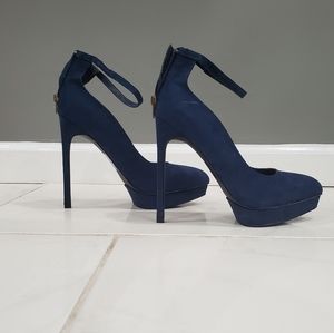 Navy Faux Suede Pumps